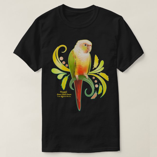 Camiseta Pineapple Green Cheek Conure (Frente do Design)