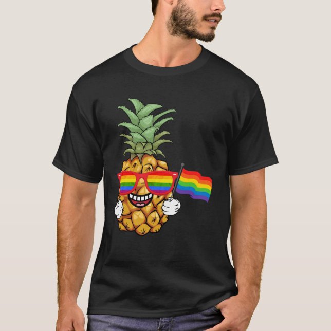 Camiseta Pineapple Rainbow Flag Hawaiian Gay Pride LGBT (Frente)