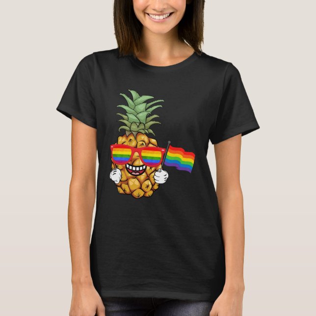 Camiseta Pineapple Rainbow Flag Hawaiian Gay Pride LGBT (Frente)