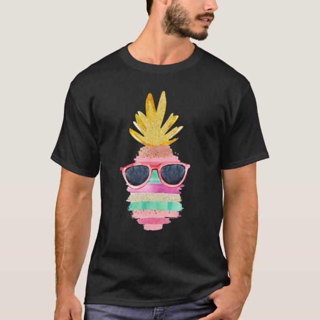 Camiseta Pineapple Sunglasses Aloha Beaches Hawaii Hawaiian (Frente)