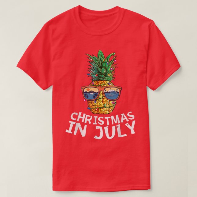 Camiseta Pineapple Sunglasses Christmas In July Summer Xmas (Frente do Design)