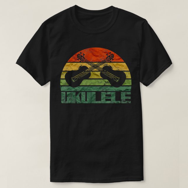 Camiseta Pineapple Ukulele Retro Havaiano Silhouette Su (Frente do Design)
