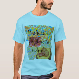 Camiseta Pinehurst é o lugar para natação, abstrato, pan
