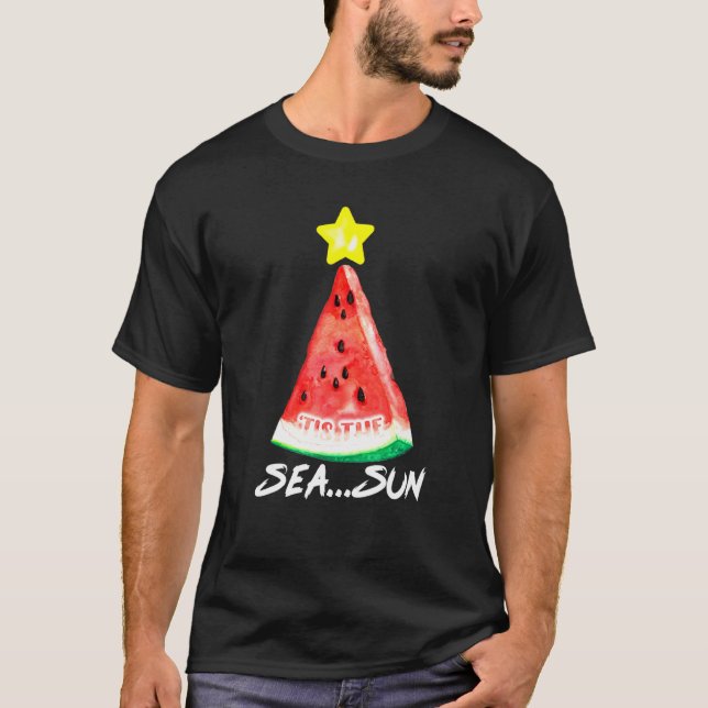 Camiseta Pinetree Watermelon Summer Sea Sun Natal Em Ju (Frente)