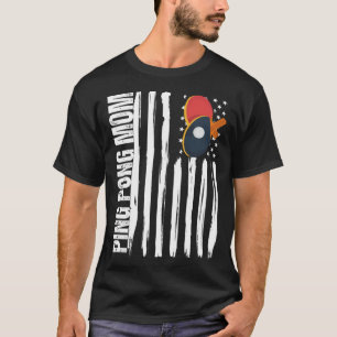 Camiseta Ping Pong Mãe Mesa Tênis Mãe Americana Bandeira Mã