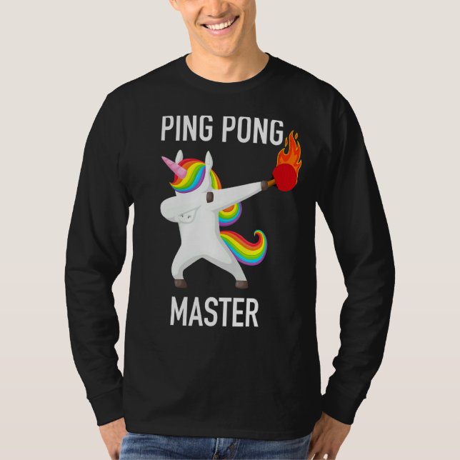 Camiseta Ping Pong Master Dabbing Unicorn Funny Pingpong Pl (Frente)