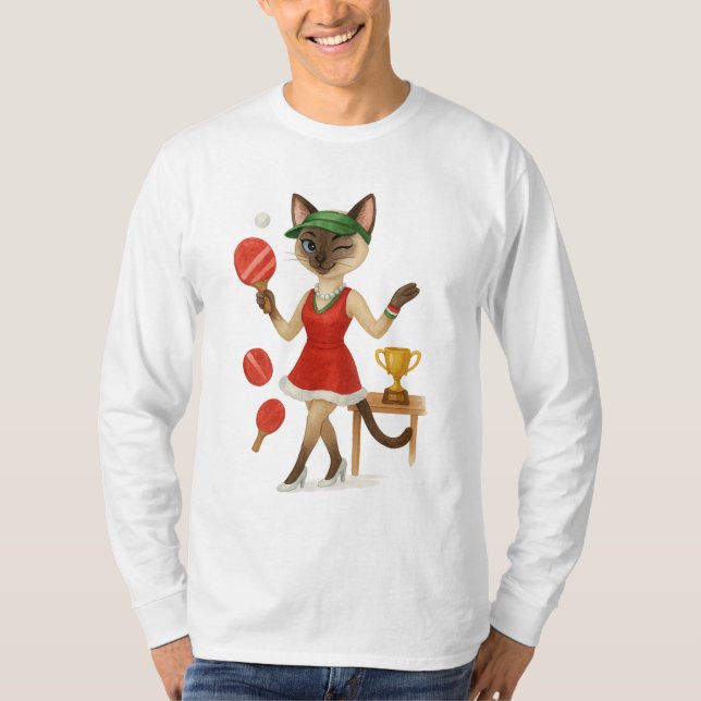 Camiseta Ping Pong Natal temido para amantes de gatos (Frente)