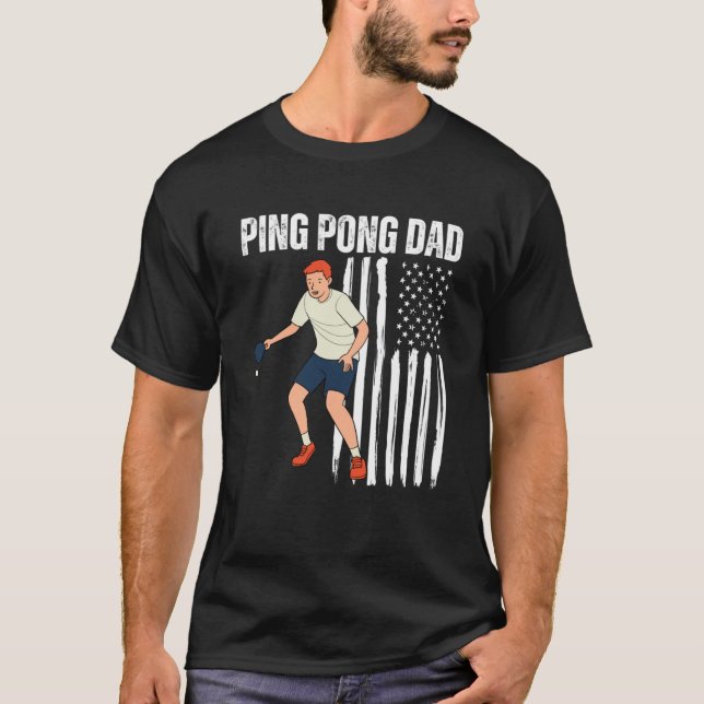 Camiseta Ping Pong Pai Mesa de bandeira americana Tênis pai (Frente)