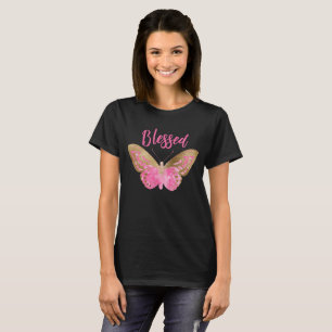 Camiseta Pingk e Dourado Tanque de Borboleta Abençoado
