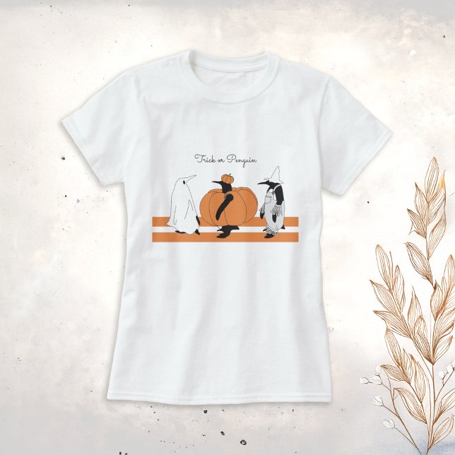 Camiseta Pinguim Abóbora Halloween Divertido (Criador carregado)