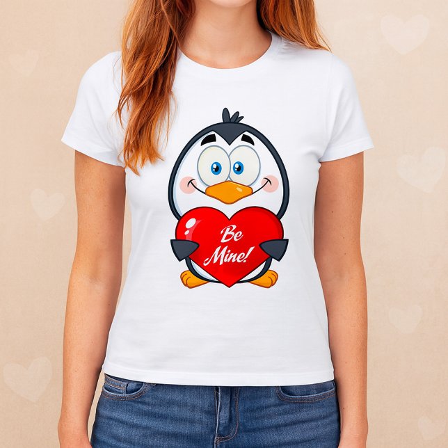 Camiseta Pinguim Adorável Segurando O Meu Coração (Criador carregado)