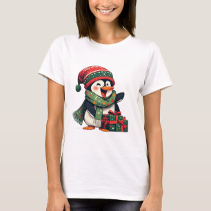 Camiseta Pinguim Adorável Vestido para o Natal