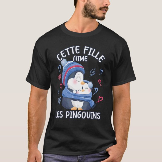 Camiseta Pinguim Ama Mãe Pinguim E Bebê Juventude (Frente)