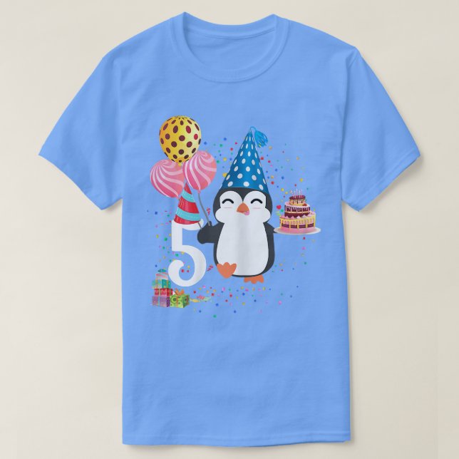 Camiseta Pinguim Aniversário de 5 Anos de 5 de Pinguim Aniv (Frente do Design)