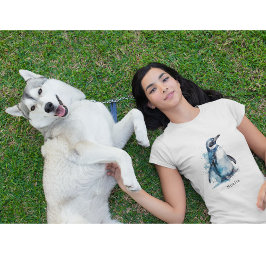 Camiseta Pinguim Aquarela Ártico Azure, personalizado