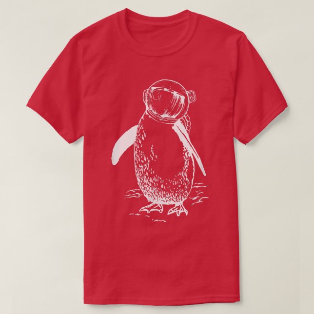 Camiseta Pinguim astronauta, design de arte surreal (Frente do Design)