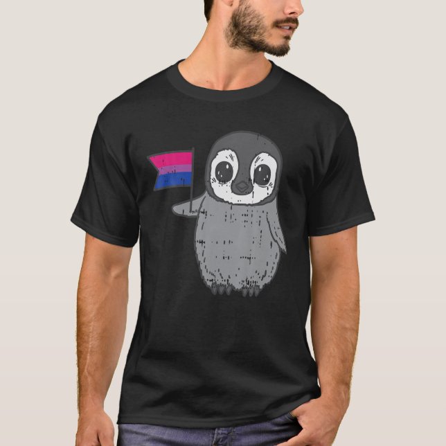 Camiseta Pinguim Bandeira do Orgulho Bissexual Cute Bi LGBT (Frente)