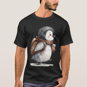 Camiseta Pinguim Bebê Aquarela Fofa com Mochila de Couro