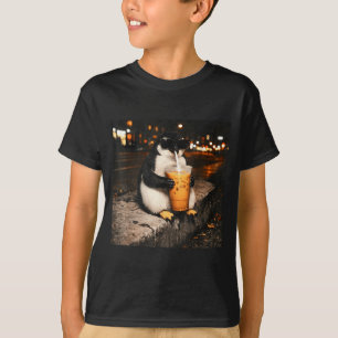 Camiseta Pinguim bebendo café gelado meme engraçado de anim