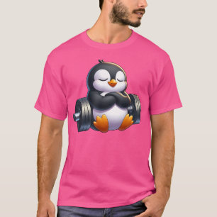 Camiseta Pinguim Bonito Com Cartoon Barão Relaxando