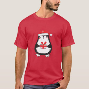 Camiseta Pinguim bonito com presente de Natal