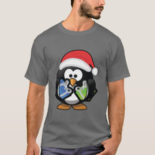 Camiseta Pinguim bonito dos desenhos animados com presentes