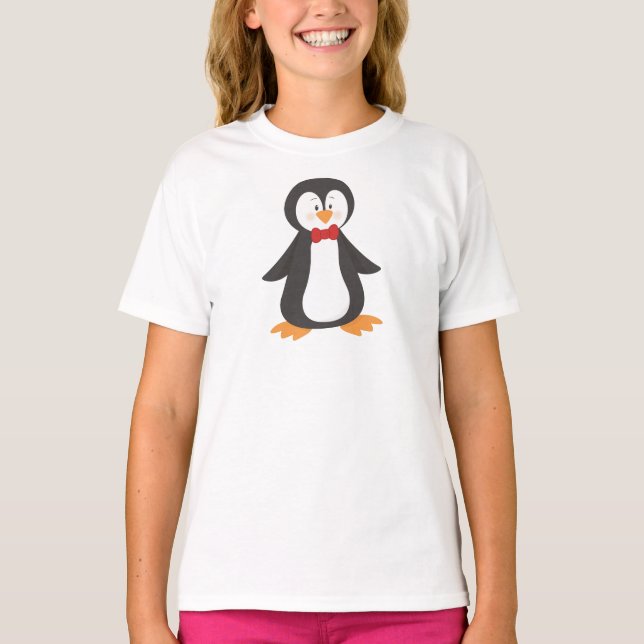 Camiseta Pinguim Bonito, Pinguim Pequeno, Pinguim Com Arco (Frente)