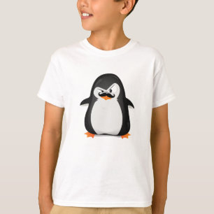 Camiseta Pinguim branco preto bonito e bigode engraçado