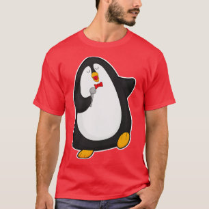 Camiseta Pinguim cantando com empate de microfone