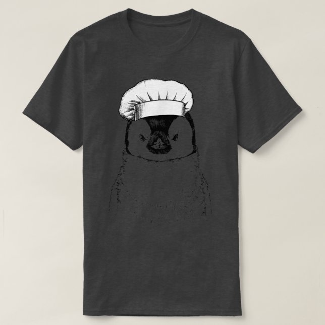 Camiseta Pinguim Chef Animal Cozinho Engraçado Cozinhar (Frente do Design)