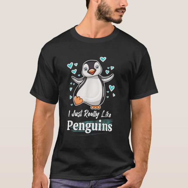 Camiseta Pinguim Citação Eu Gosto Muito De Pinguins (Frente)