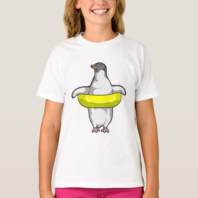 Camiseta Pinguim com anel de Natação (Frente)