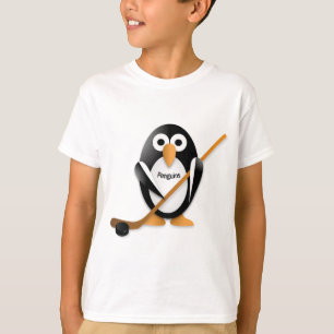 Camiseta Pinguim com bastão de hóquei