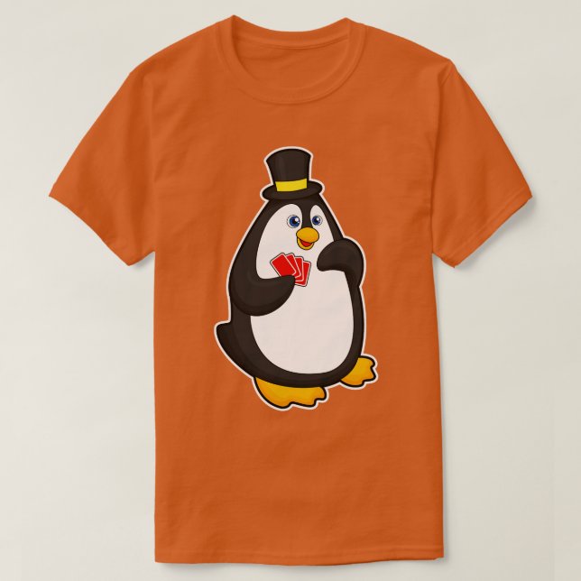 Camiseta Pinguim com chapéu com cartas (Frente do Design)