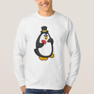 Camiseta Pinguim com chapéu no Poker com cartões Poker