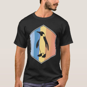 Camiseta Pinguim Com Cores Retro Em Um Hexágono