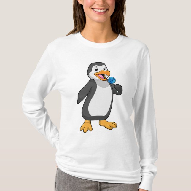 Camiseta Pinguim com doces de pirulito (Frente)