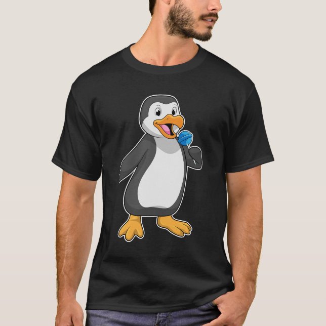 Camiseta Pinguim com doces de pirulito (Frente)