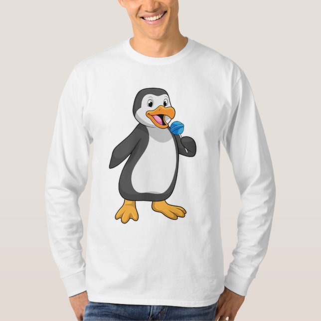 Camiseta Pinguim com doces de pirulito (Frente)