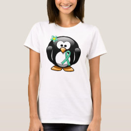 Camiseta Pinguim com Laço de Conscientização Verde Claro