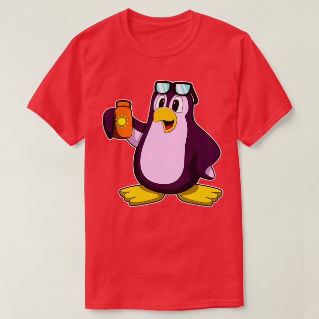 Camiseta Pinguim com Óculos de Sol Protetor Solar (Frente do Design)