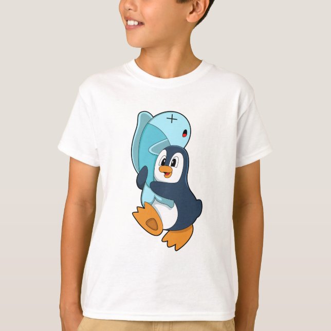Camiseta Pinguim com Peixe (Frente)