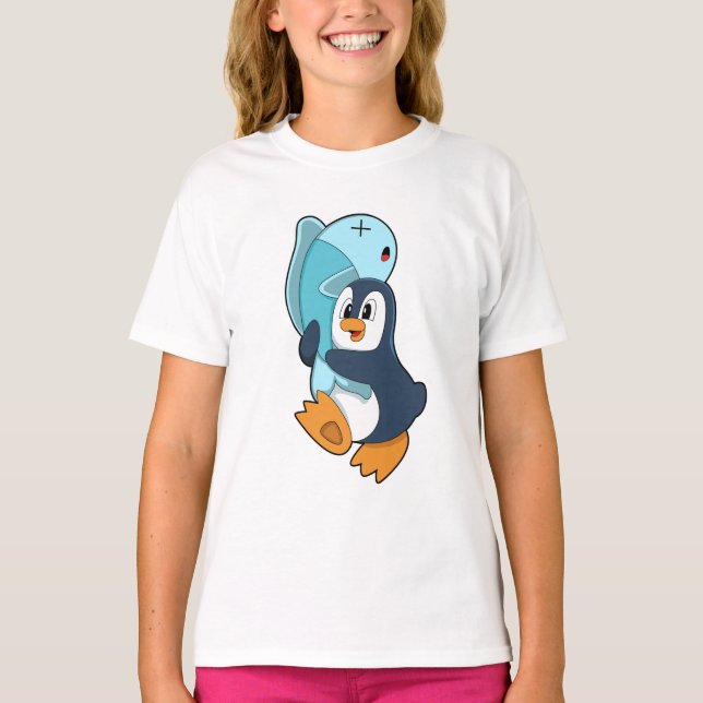 Camiseta Pinguim com Peixe (Frente)
