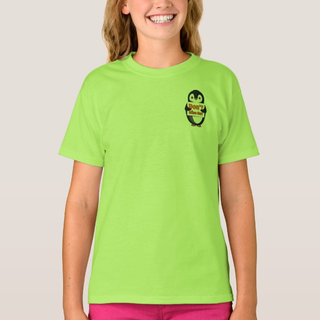 Camiseta Pinguim com Sinal de Não Perca (Frente)