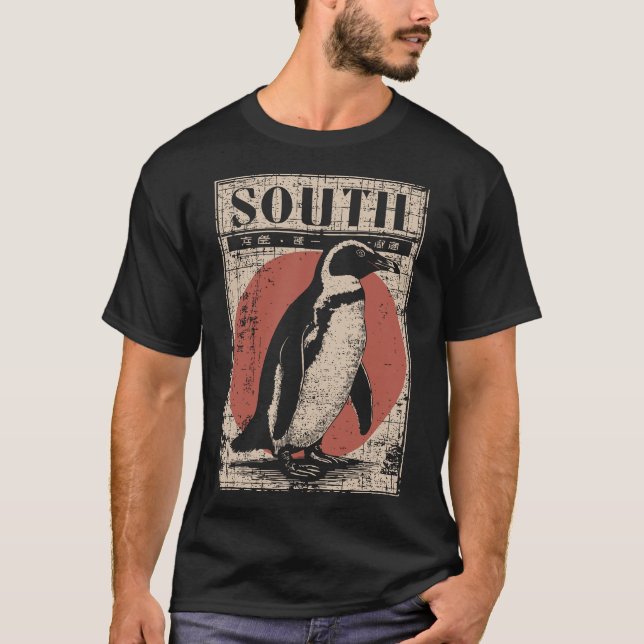 Camiseta Pinguim com Sol do Sul e Mapa do Gelo (Frente)