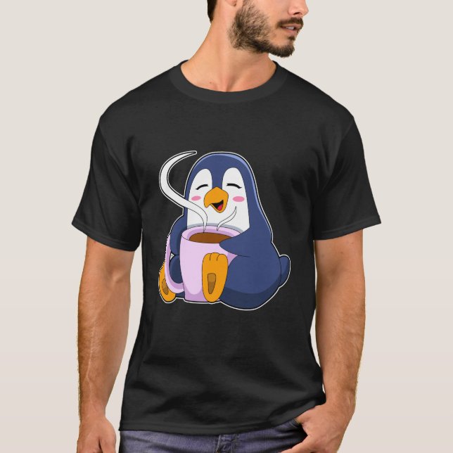 Camiseta Pinguim com taça de café (Frente)