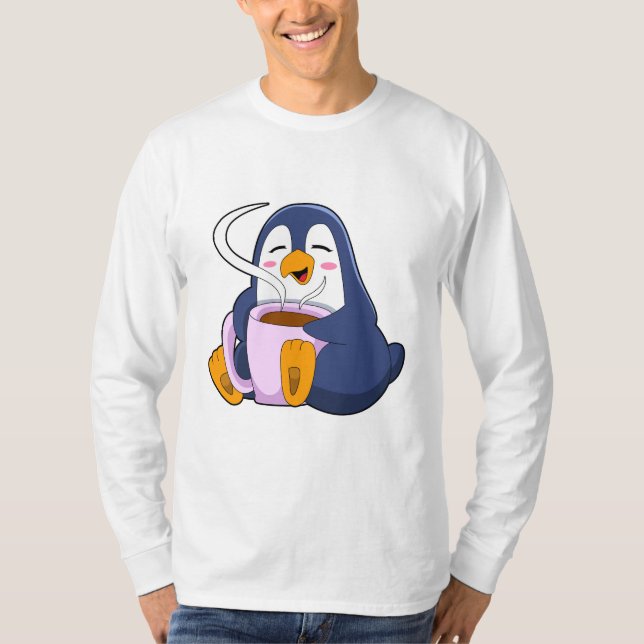 Camiseta Pinguim com taça de café (Frente)