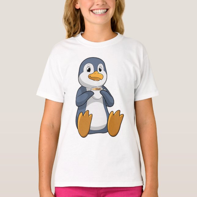 Camiseta Pinguim com Taça do Café (Frente)