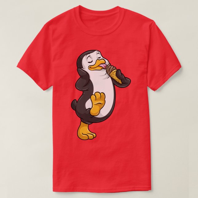 Camiseta Pinguim com um cone de sorvete (Frente do Design)