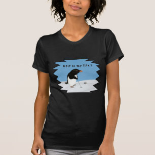 Camiseta Pinguim cómico que joga o golfe